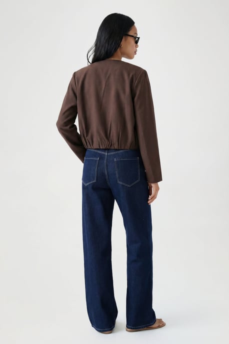 Longline Crop Zip Front Bomber Jacket - Image 3