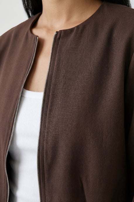 Longline Crop Zip Front Bomber Jacket - Image 4