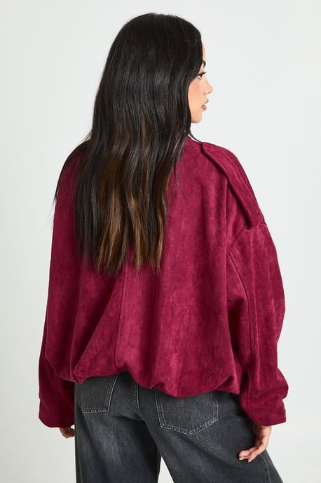Faux Suede Bomber Jacket - Image 2