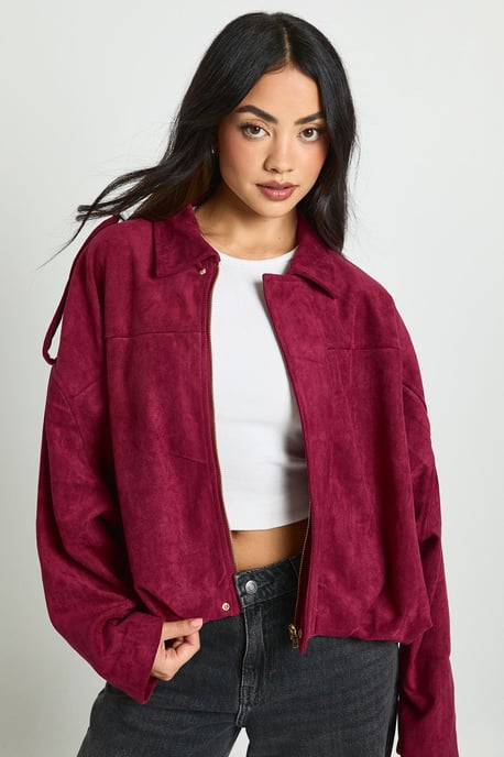 Faux Suede Bomber Jacket - Image 3