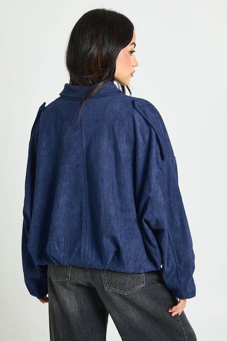 Faux Suede Bomber Jacket - Image 2