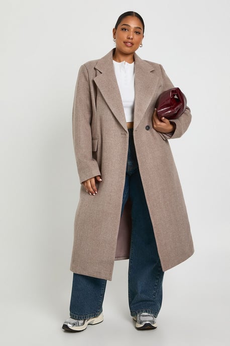 Plus Wool Look Trench Coat - Image 1