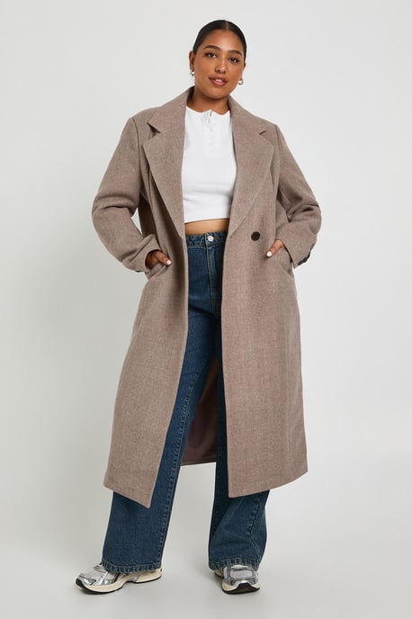 Plus Wool Look Trench Coat - Image 3