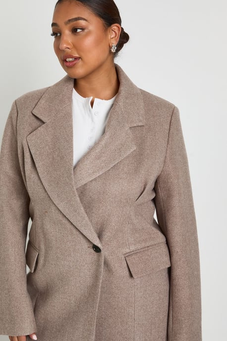 Plus Wool Look Trench Coat - Image 4