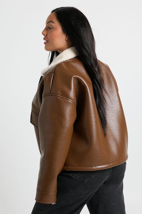 Plus Leather Aviator Jacket - Image 3