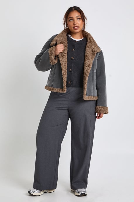 Plus Teddy Trim Detail Jacket - Image 3