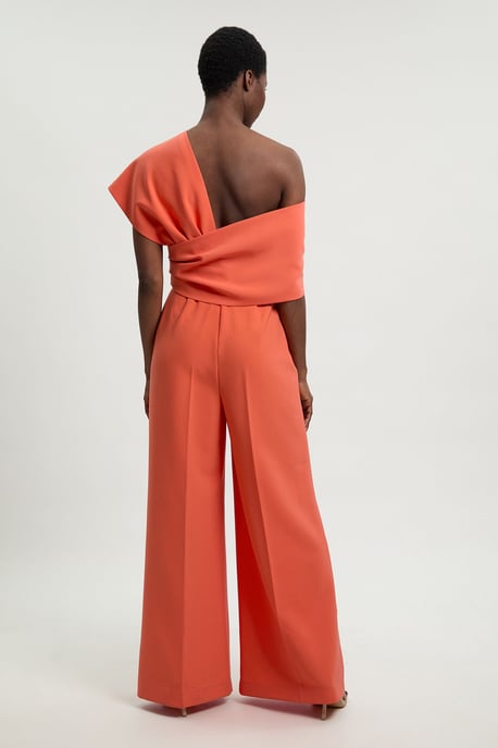 Compact Viscose Stretch Tailored Off Shoulder Jumpsuit - Image 3