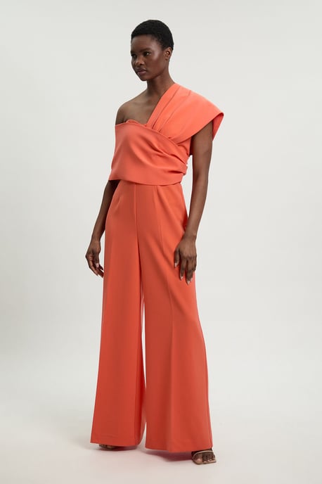 Compact Viscose Stretch Tailored Off Shoulder Jumpsuit - Image 4