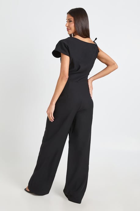 Asymmetric Ruched Wide Leg Jumpsuit - Image 2