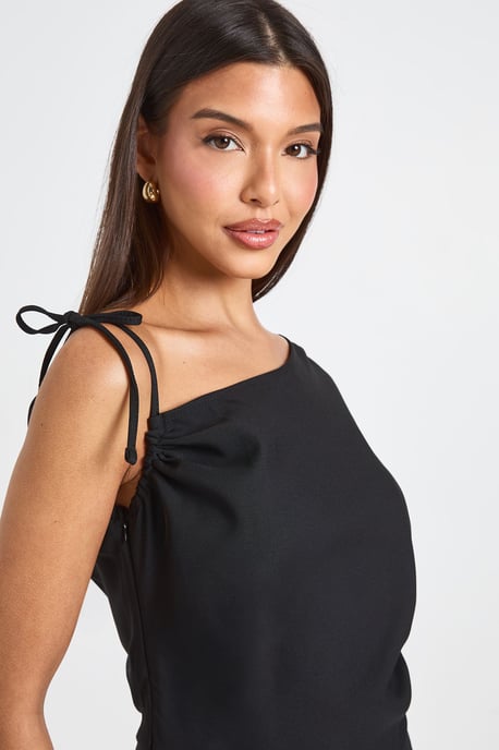 Asymmetric Ruched Wide Leg Jumpsuit - Image 4