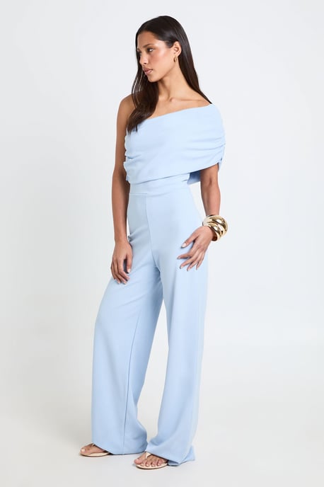 Jersey Crepe Bardot Wide Leg Jumpsuit - Image 3