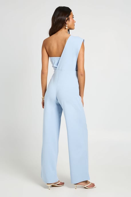One Shoulder Drape Detail Straight Leg Jumpsuit - Image 2