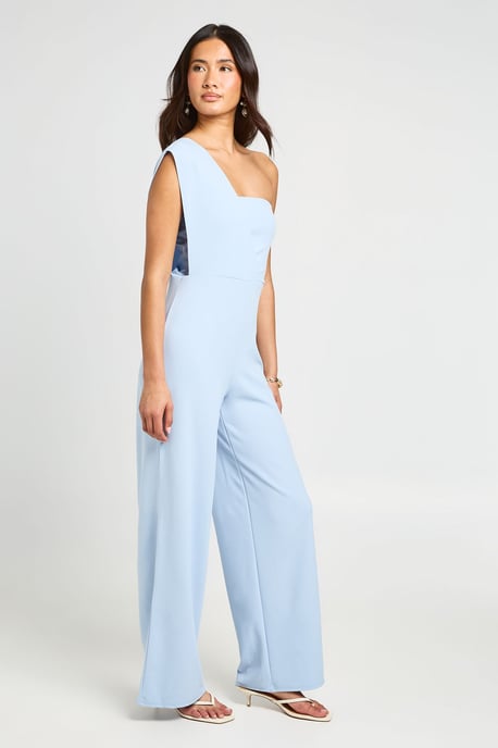 One Shoulder Drape Detail Straight Leg Jumpsuit - Image 3