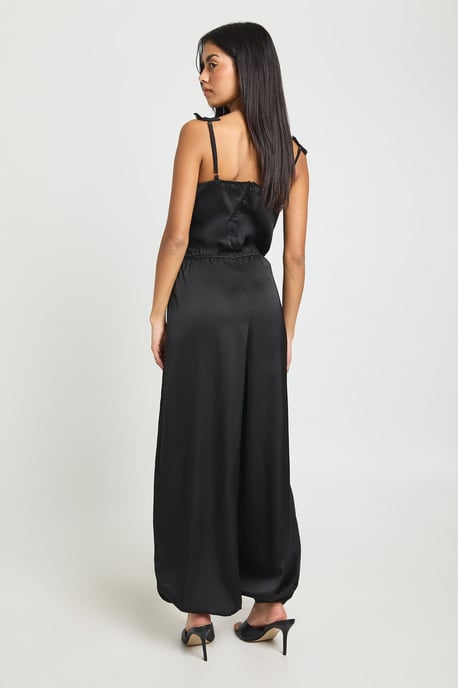 Satin Lace Trim Hareem Trouser Jumpsuit - Image 2