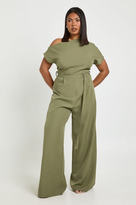 Plus Asymmetric Belted Jumpsuit - Image 1
