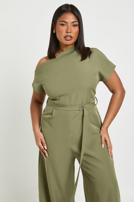 Plus Asymmetric Belted Jumpsuit - Image 3