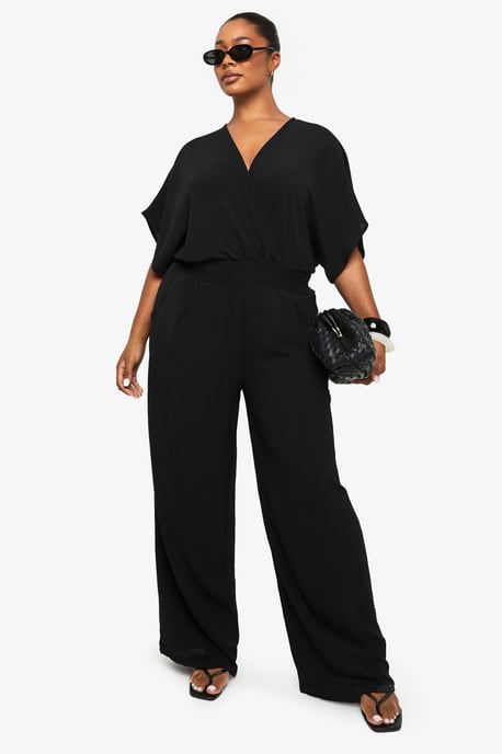 Plus Blouson Sleeve Wide Leg Jumpsuit - Image 1