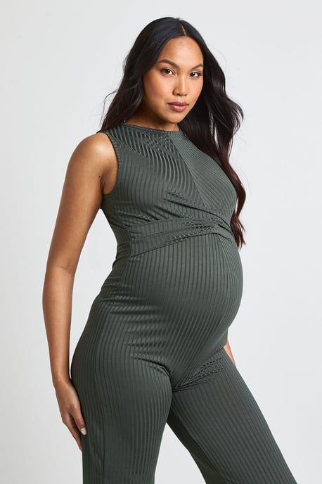 Maternity Rib Sleeveless Knot Detail Lounge Jumpsuit - Image 4