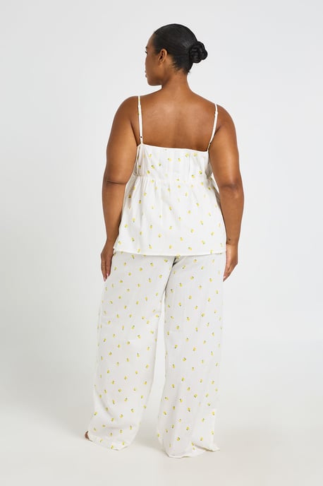Plus Waffle Lemon Print Babydoll Pyjama Top - Image 2