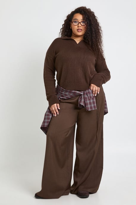 Plus Collared V Neck Knit Top - Image 3