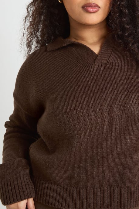 Plus Collared V Neck Knit Top - Image 4