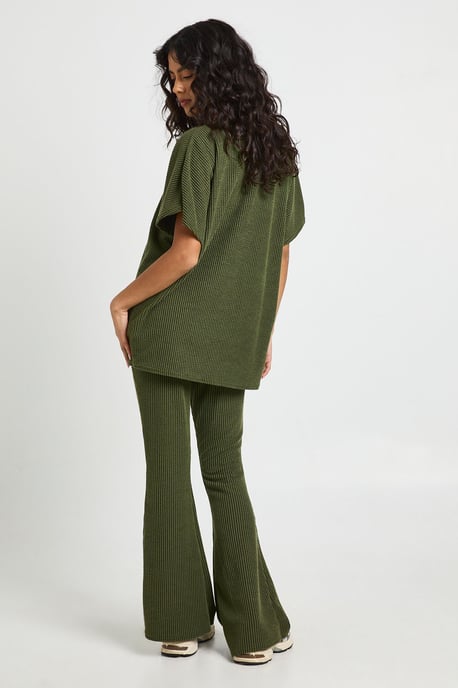 Two Tone Rib Flared Legging & Top Co Ord - Image 2