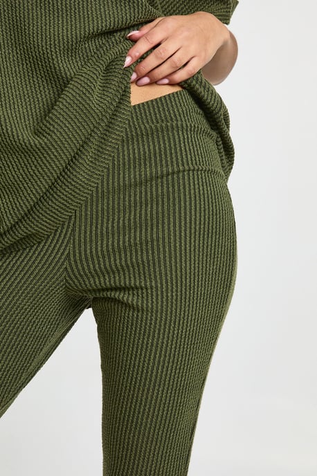 Two Tone Rib Flared Legging & Top Co Ord - Image 4
