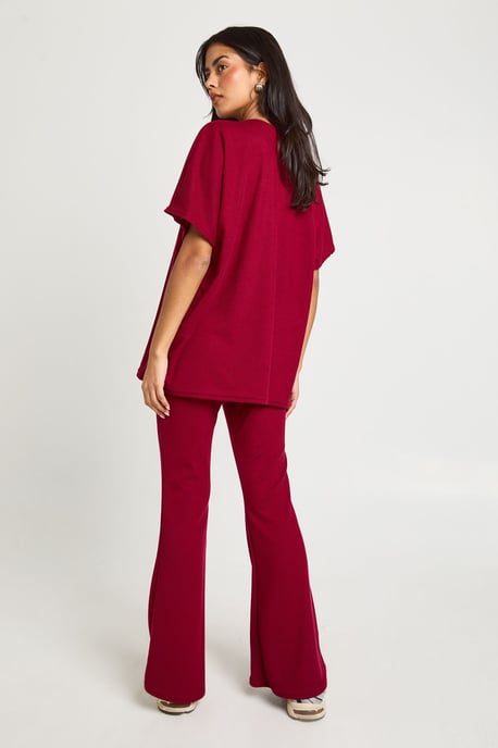 Two Tone Rib Flared Legging & Top Co Ord - Image 2