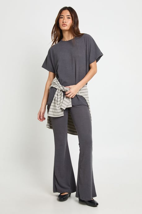 Two Tone Rib Flared Legging & Top Co Ord - Image 3