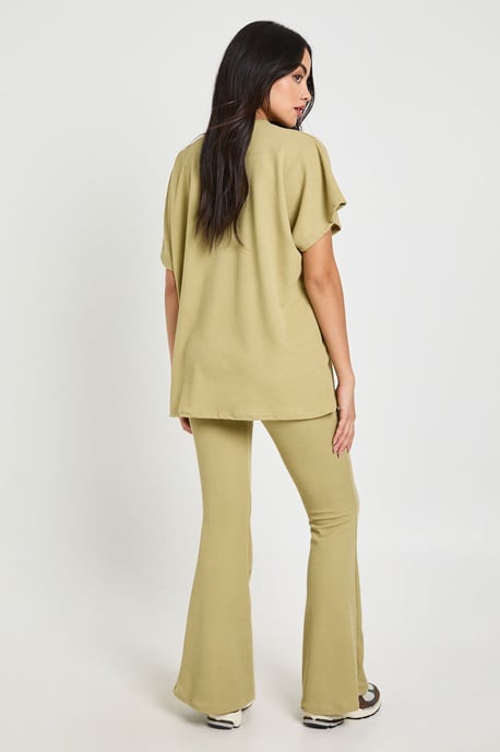 Two Tone Rib Flared Legging & Top Co Ord - Image 2