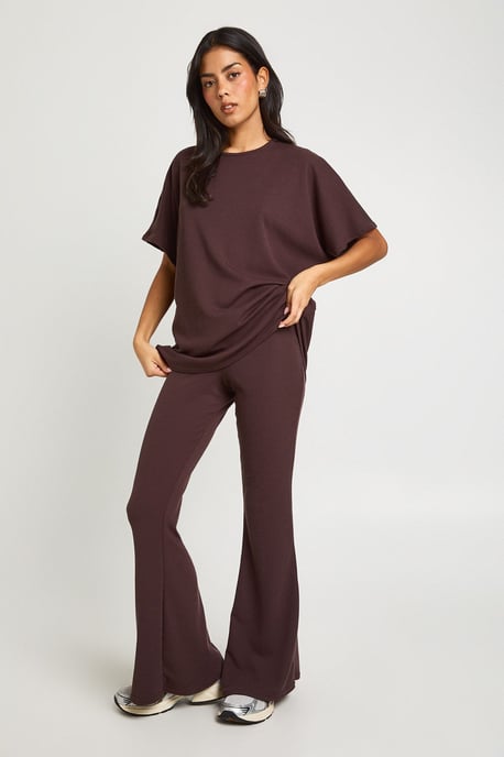 Two Tone Rib Flared Legging & Top Co Ord - Image 1
