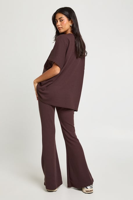 Two Tone Rib Flared Legging & Top Co Ord - Image 2