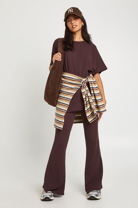 Two Tone Rib Flared Legging & Top Co Ord - Image 3