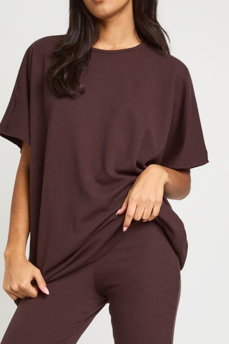 Two Tone Rib Flared Legging & Top Co Ord - Image 4