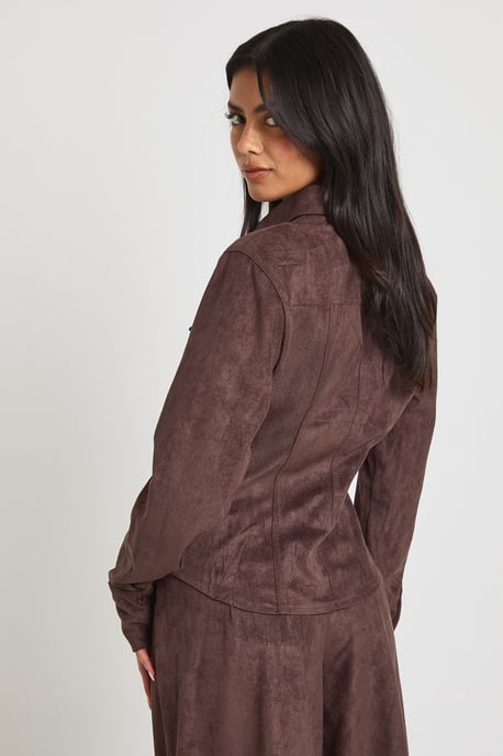 Faux Suede Cinched Shirt - Image 2