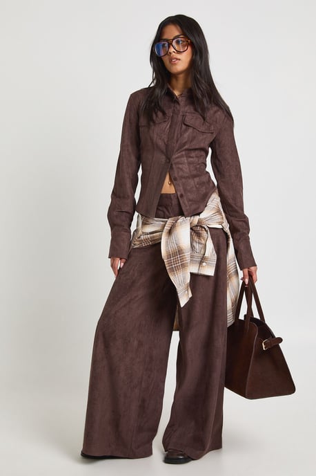Faux Suede Cinched Shirt - Image 3
