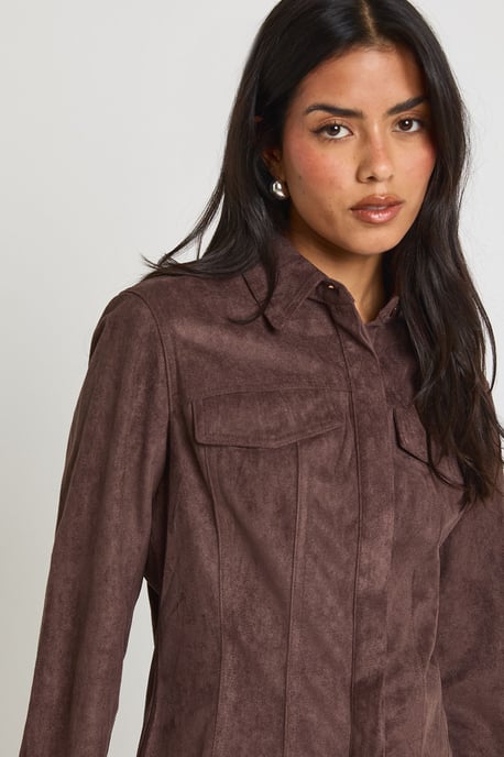 Faux Suede Cinched Shirt - Image 4