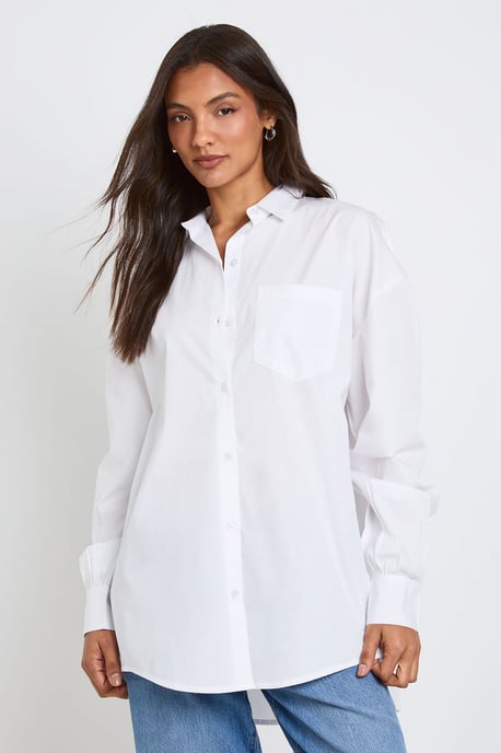 Tall Oversized Cotton Poplin Shirt - Image 1