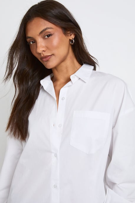 Tall Oversized Cotton Poplin Shirt - Image 4