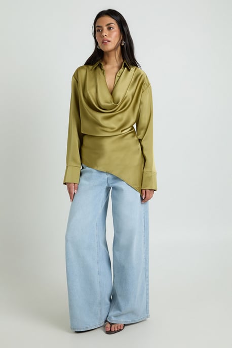 Satin Cowl Neck Shirt - Image 3