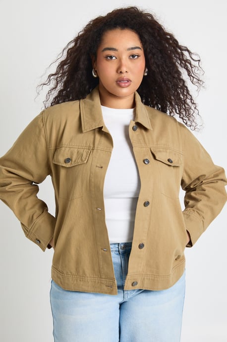 Plus Twill Utility Oversized Shirt - Image 1