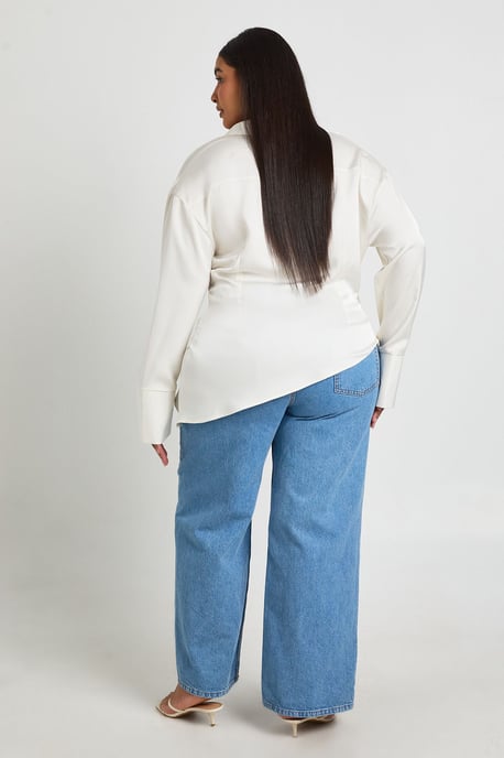 Plus Satin Cowl Neck Shirt - Image 2