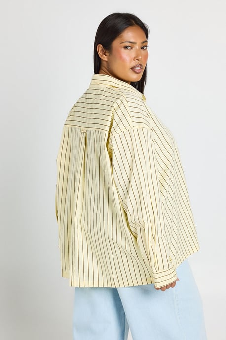 Plus Stripe Cotton Oversized Shirt - Image 2