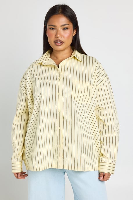 Plus Stripe Cotton Oversized Shirt - Image 4