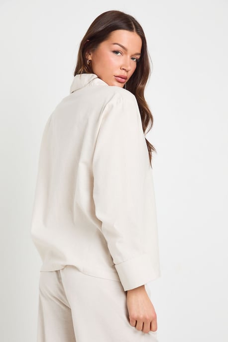 Linen Mix Relaxed Fit Long Sleeve Shirt - Image 2