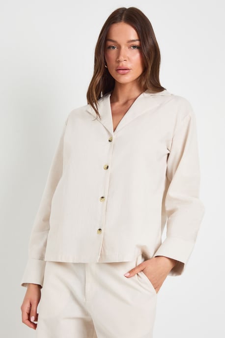 Linen Mix Relaxed Fit Long Sleeve Shirt - Image 4