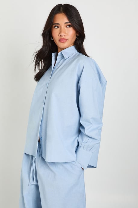 Linen Look Oversized Shirt - Image 1