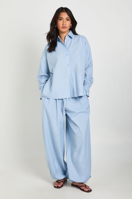 Linen Look Oversized Shirt - Image 3