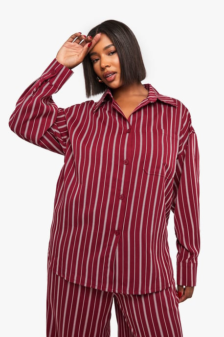 Plus Oversized Stripe Shirt - Image 1