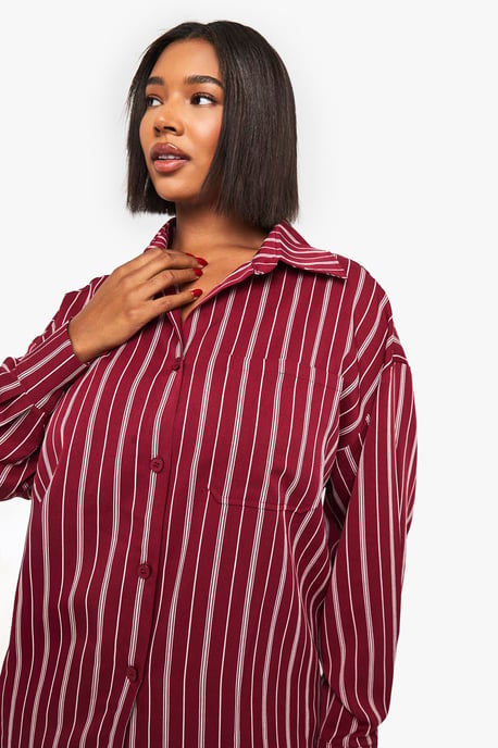 Plus Oversized Stripe Shirt - Image 4